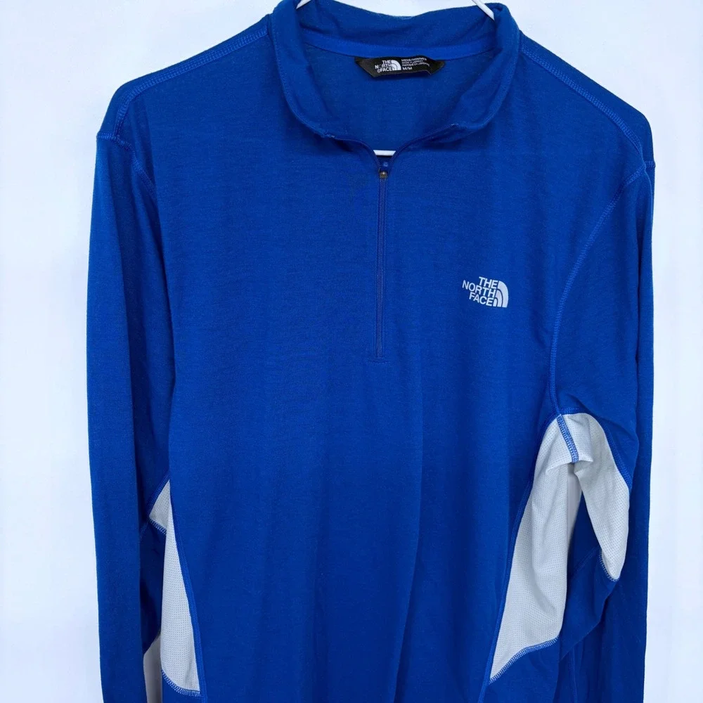 Mens The North Face 1/2 Zip Running‎ Shirt Medium VaporWick Blue Breathable
